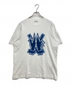 MONCLERモンクレール）の古着「ホッケー ロゴ フロッキープリント T シャツ」｜ホワイト