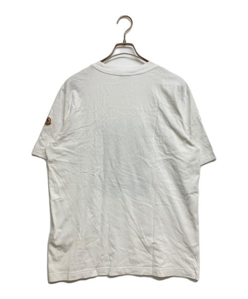 MONCLER（モンクレール）MONCLER (モンクレール) ホッケー ロゴ フロッキープリント T シャツ ホワイト サイズ:SIZE Mの古着・服飾アイテム