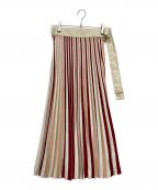 MONCLERモンクレール）の古着「GONNA TRICOT KNITTED SKIRT/ストライプニットスカート」｜レッド×ベージュ
