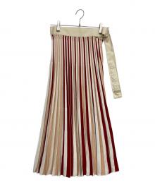 MONCLER（モンクレール）の古着「GONNA TRICOT KNITTED SKIRT/ストライプニットスカート」｜レッド×ベージュ