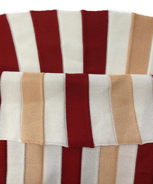 MONCLER（モンクレール）MONCLER (モンクレール) GONNA TRICOT KNITTED SKIRT/ストライプニットスカート レッド×ベージュ サイズ:SIZE Sの古着・服飾アイテム