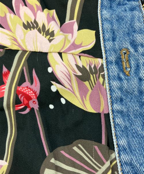 LOEWE（ロエベ）LOEWE (ロエベ) Paula's Ibiza デニム切替フローラルアシメスカート ブラック×インディゴ サイズ:SIZE 36の古着・服飾アイテム