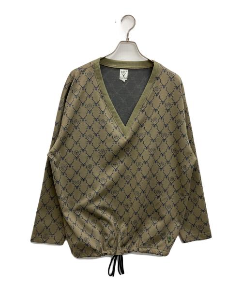 South2 West8（サウスツー ウエストエイト）South2 West8 (サウスツー ウエストエイト) String V Neck Shirt カーキ サイズ:SIZE XLの古着・服飾アイテム