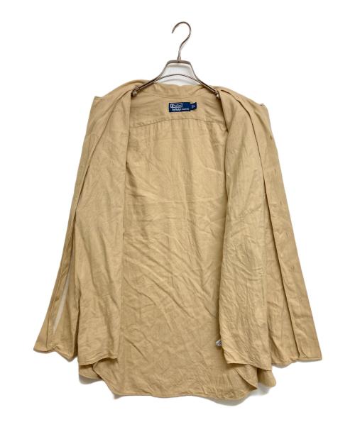POLO RALPH LAUREN（ポロ・ラルフローレン）POLO RALPH LAUREN (ポロ・ラルフローレン) ヘリンボーン織シルクリネンコットンオープンカラーシャツ ベージュ サイズ:SIZELの古着・服飾アイテム