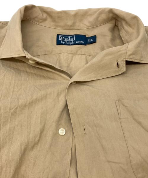 POLO RALPH LAUREN（ポロ・ラルフローレン）POLO RALPH LAUREN (ポロ・ラルフローレン) ヘリンボーン織シルクリネンコットンオープンカラーシャツ ベージュ サイズ:SIZELの古着・服飾アイテム