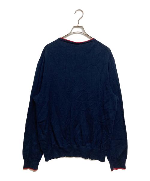 POLO RALPH LAUREN（ポロ・ラルフローレン）POLO RALPH LAUREN (ポロ・ラルフローレン) ロゴコットンニットセーター ネイビー サイズ:SIZE XLの古着・服飾アイテム