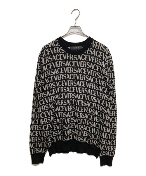 VERSACE（ヴェルサーチェ）VERSACE (ヴェルサーチェ) 総柄ニット ブラック サイズ:SIZE48の古着・服飾アイテム