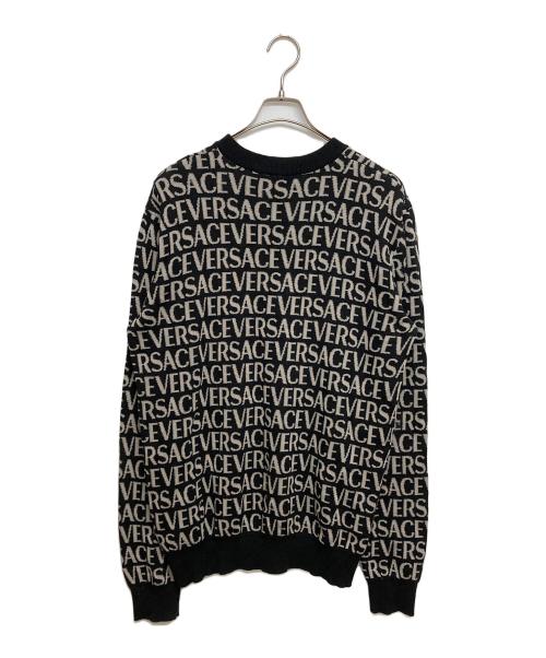 VERSACE（ヴェルサーチェ）VERSACE (ヴェルサーチェ) 総柄ニット ブラック サイズ:SIZE48の古着・服飾アイテム
