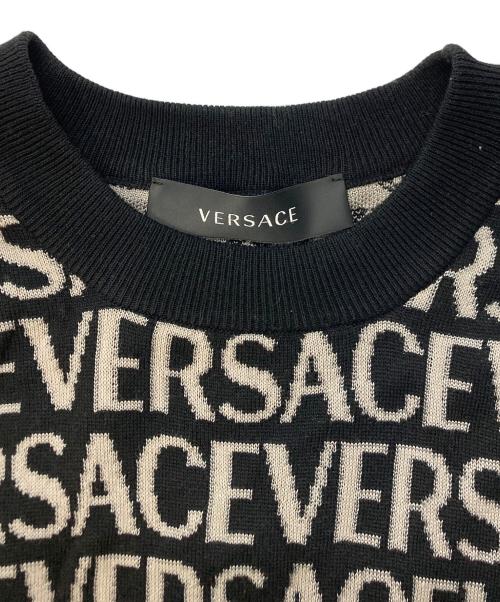 VERSACE（ヴェルサーチェ）VERSACE (ヴェルサーチェ) 総柄ニット ブラック サイズ:SIZE48の古着・服飾アイテム