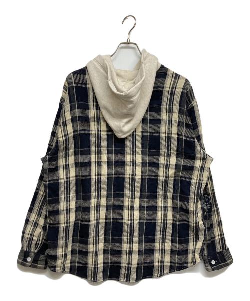 BOWWOW（バウワウ）BOWWOW (バウワウ) BEAMS (ビームス) REPAIR AGEING HOODED FLANNEL SHIRTS　BW2302-RAFHS グレー サイズ:SIZE Mの古着・服飾アイテム