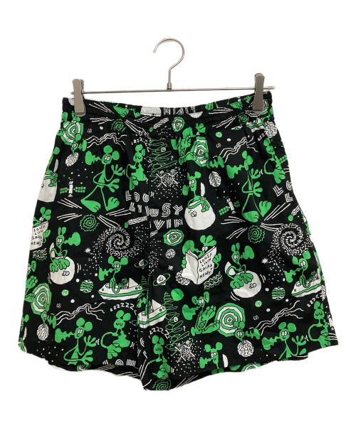 eYe COMME des GARCONS JUNYAWATANABE MAN（アイ コム デ ギャルソン ジュンヤ ワタナベ マン）eYe COMME des GARCONS JUNYAWATANABE MAN 綿ブロードプリン LOUSY LIVIN Wネームショーツ ハーフパンツ ブラック サイズ:SIZE Lの古着・服飾アイテム