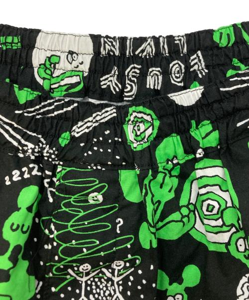 eYe COMME des GARCONS JUNYAWATANABE MAN（アイ コム デ ギャルソン ジュンヤ ワタナベ マン）eYe COMME des GARCONS JUNYAWATANABE MAN 綿ブロードプリン LOUSY LIVIN Wネームショーツ ハーフパンツ ブラック サイズ:SIZE Lの古着・服飾アイテム