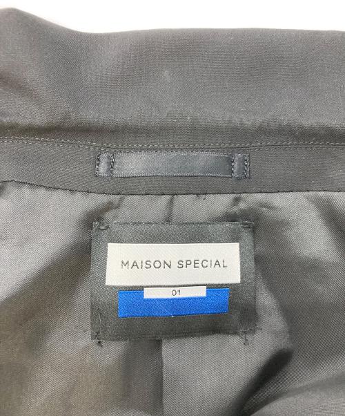 MAISON SPECIAL（メゾンスペシャル）MAISON SPECIAL (メゾンスペシャル) ウールピークドラペルプライムオーバーショルダーパッドダブルテーラードジャケット ブラック サイズ:SIZE01の古着・服飾アイテム