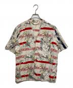 MA deshabilleエムエーデザビエ）の古着「花柄シルクシャツ」｜レッド×ベージュ