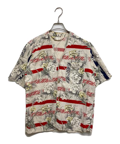 MA deshabille（エムエーデザビエ）MA deshabille (エムエーデザビエ) 花柄シルクシャツ レッド×ベージュ サイズ:SIZE Mの古着・服飾アイテム