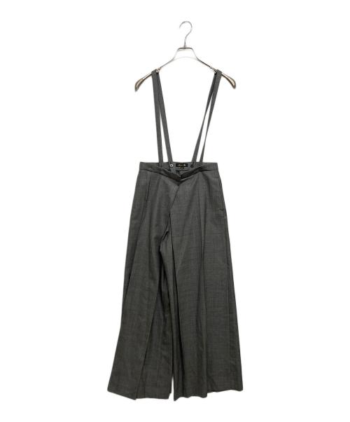 DRAWER（ドゥロワー）DRAWER (ドゥロワー) D WT2 SHAKSKN TUCK PTS/シャークスキンサスペンダーワイドパンツ グレー サイズ:SIZE34の古着・服飾アイテム
