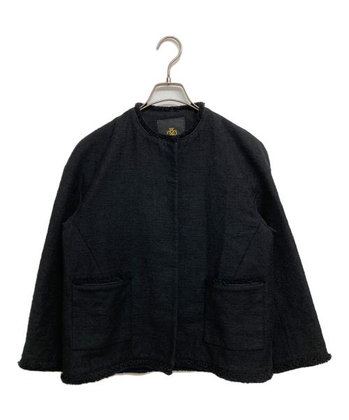 DRAWER（ドゥロワー）DRAWER (ドゥロワー) ツイードフリンジノーカラージャケット/D SP C/L FRNG NCJKT ブラック サイズ:SIZE34の古着・服飾アイテム