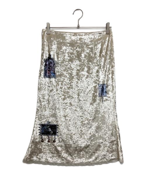 Ray BEAMS PROD（レイ ビームス）Ray BEAMS PROD (レイ ビームス) ベルベットプリントスカート アイボリー サイズ:SIZE Sの古着・服飾アイテム