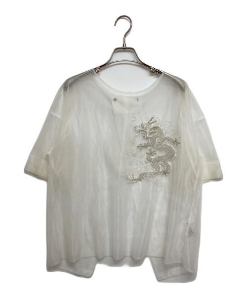 VIVIENNE TAM（ヴィヴィアンタム）VIVIENNE TAM (ヴィヴィアンタム) ドラゴン刺繍パワーネットカットソー ホワイト サイズ:SIZE38の古着・服飾アイテム