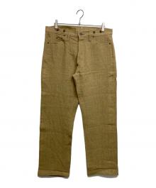 NIGEL CABOURN（ナイジェルケーボン）の古着「リネンボタンフライシンチバックパンツ 8071150015」｜ベージュ