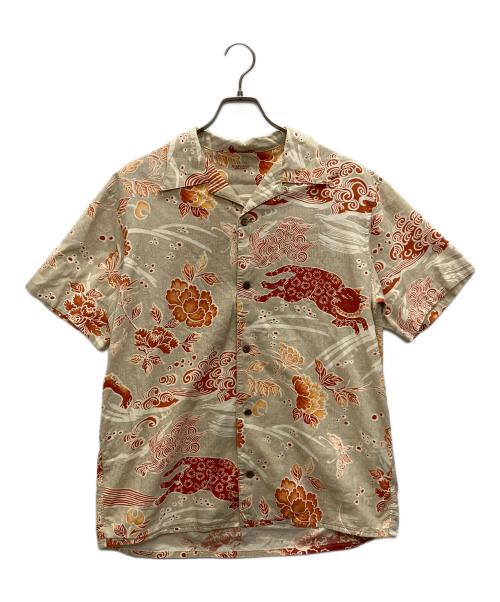 KAPITAL（キャピタル）KAPITAL (キャピタル) 猫柄アロハシャツ　K1405SS94 オレンジ×ベージュ サイズ:SIZE 3の古着・服飾アイテム