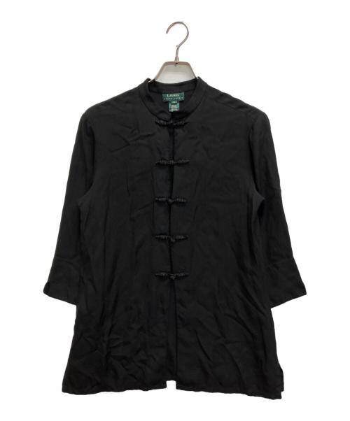 LAUREN RALPH LAUREN（ローレン ラルフ ローレン）LAUREN RALPH LAUREN (ローレン ラルフ ローレン) ビッグシルエット シルク チャイナシャツ ブラック サイズ:SIZE Mの古着・服飾アイテム