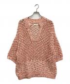 OWILアウル）の古着「HALF SLEEVE PULLOVER HAND KNIT」｜ピンク