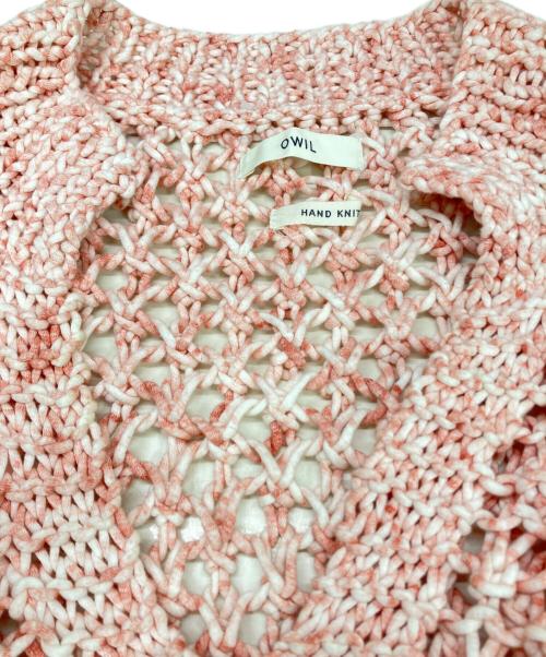 OWIL（アウル）OWIL (アウル) HALF SLEEVE PULLOVER HAND KNIT ピンク サイズ:SIZE38の古着・服飾アイテム
