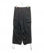 Yohji Yamamoto pour hommeヨウジヤマモト プールオム）の古着「ウールギャバジンワイドカーゴパンツ HK-P46-100」｜ブラック