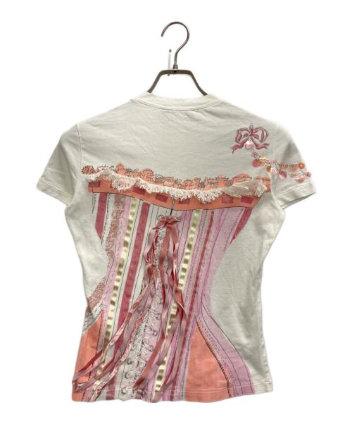 Christian Dior（クリスチャン ディオール）Christian Dior (クリスチャン ディオール) コルセット柄プリント半袖Tシャツ　2E12155024 ホワイト サイズ:SIZE 38の古着・服飾アイテム