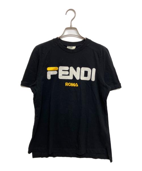 FENDI（フェンディ）FENDI (フェンディ) FILA (フィラ) ロゴTシャツ FS7074 A5H1 ブラック サイズ:SIZE Sの古着・服飾アイテム