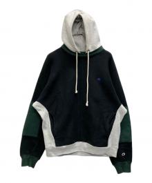 Champion REVERSE WEAVE×N.HOOLYWOOD（チャンピオン リバース ウィーブ×エヌ ハリウッド）の古着「NEW WEAVE リバースフーディ　C8-W133ー」｜グレー×グリーン