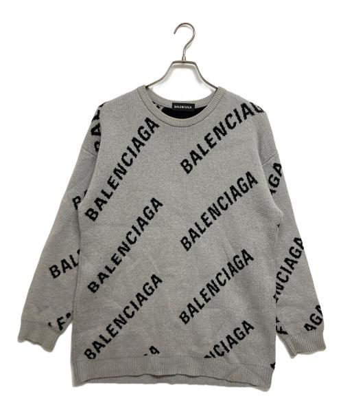 BALENCIAGA（バレンシアガ）BALENCIAGA (バレンシアガ) オールオーバーロゴニット　576307 グレー サイズ:SIZE Lの古着・服飾アイテム