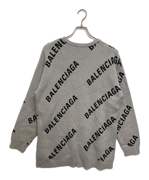 BALENCIAGA（バレンシアガ）BALENCIAGA (バレンシアガ) オールオーバーロゴニット　576307 グレー サイズ:SIZE Lの古着・服飾アイテム