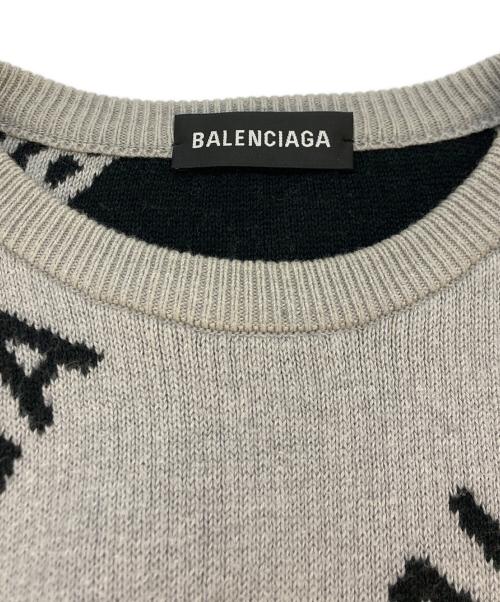 BALENCIAGA（バレンシアガ）BALENCIAGA (バレンシアガ) オールオーバーロゴニット　576307 グレー サイズ:SIZE Lの古着・服飾アイテム