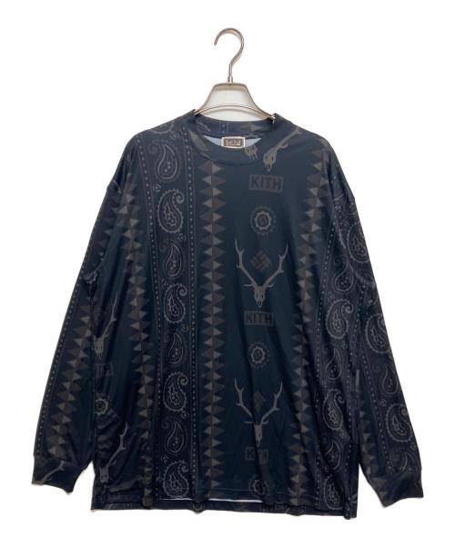 KITH（キス）KITH South2 West8 (サウスツー ウエストエイト) Columbia (コロンビア) Paisley Stripe Terminal Tackle Long Sleeve KHM033487 ブラック サイズ:SIZE Mの古着・服飾アイテム
