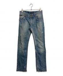 DOLCE & GABBANA（ドルチェ＆ガッバーナ）の古着「蹄鉄パッチダメージデニムパンツ G3034D G8008」｜インディゴ