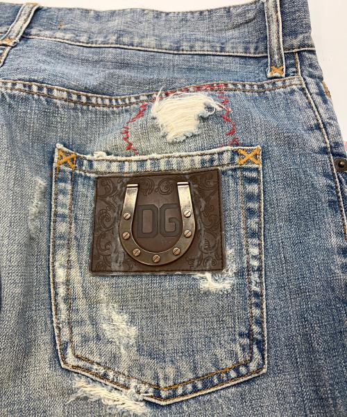DOLCE & GABBANA（ドルチェ＆ガッバーナ）DOLCE & GABBANA (ドルチェ＆ガッバーナ) 蹄鉄パッチダメージデニムパンツ G3034D G8008 インディゴ サイズ:SIZE48の古着・服飾アイテム