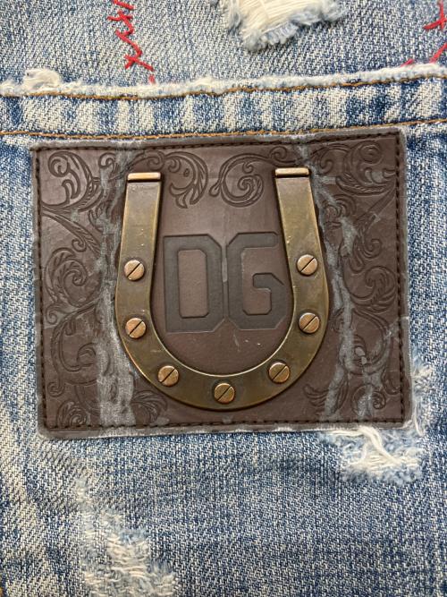 DOLCE & GABBANA（ドルチェ＆ガッバーナ）DOLCE & GABBANA (ドルチェ＆ガッバーナ) 蹄鉄パッチダメージデニムパンツ G3034D G8008 インディゴ サイズ:SIZE48の古着・服飾アイテム