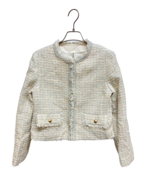 ANAYI（アナイ）ANAYI (アナイ) ミックスツイードノーカラー ジャケット　10261110080 アイボリー サイズ:SIZE 34 未使用品の古着・服飾アイテム