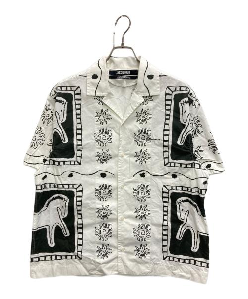 jacquemus（ジャックムス）JACQUEMUS (ジャックムス) La chemise Jean/プリントボーリングシャツ ホワイト×ブラック サイズ:SIZE 46の古着・服飾アイテム