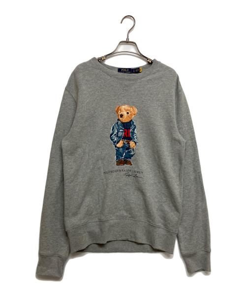 POLO RALPH LAUREN（ポロ・ラルフローレン）POLO RALPH LAUREN (ポロ・ラルフローレン) DENIM BEAR CREW SWEAT ポロベア スウェット グレー サイズ:SIZE Sの古着・服飾アイテム