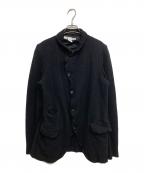 COMME des GARCONS SHIRTコムデギャルソンシャツ）の古着「wool nylon thin serge garment treated/ウール縮絨 袖ニット 4ボタン ジャケット　FN-J505」｜ブラック