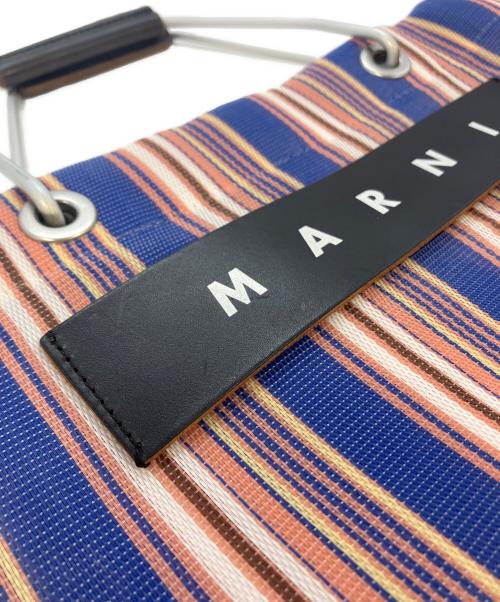 MARNI（マルニ）MARNI (マルニ) フラワーカフェ マーケット トートバッグ ネイビー サイズ:実寸参照の古着・服飾アイテム