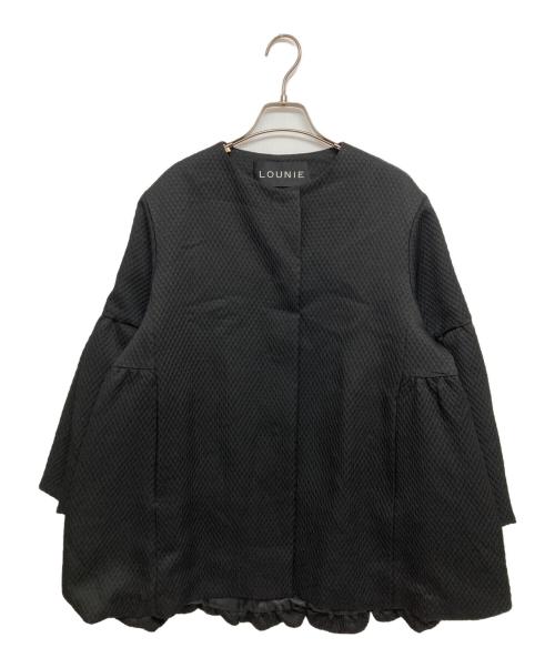 LOUNIE（ルーニー）LOUNIE (ルーニー) ジャガードバルーンスリーブノーカラーコート ブラック サイズ:SIZE 36の古着・服飾アイテム