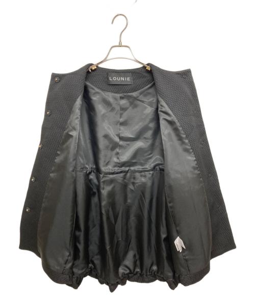 LOUNIE（ルーニー）LOUNIE (ルーニー) ジャガードバルーンスリーブノーカラーコート ブラック サイズ:SIZE 36の古着・服飾アイテム