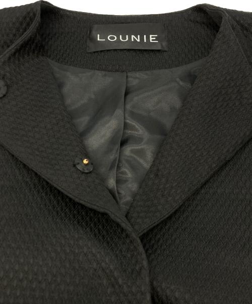 LOUNIE（ルーニー）LOUNIE (ルーニー) ジャガードバルーンスリーブノーカラーコート ブラック サイズ:SIZE 36の古着・服飾アイテム