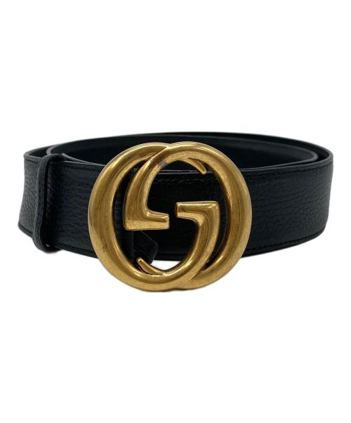 GUCCI（グッチ）GUCCI (グッチ) インターロッキングG シボレザーベルト　474347 ブラック サイズ:SIZE 100/40の古着・服飾アイテム