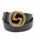 GUCCI（グッチ）の古着「インターロッキングG シボレザーベルト　474347」｜ブラック
