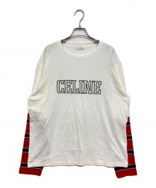 CELINE（セリーヌ）の古着「Loose T-Shirt in Cotton Jersey /ルーズ長袖Tシャツ RX077671Q.FZT4」｜ホワイト×レッド